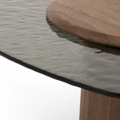 Morica Design Coffee Tables<Egg Basso Brown Oval Coffee Table with Glass Top