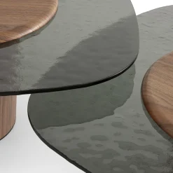 Morica Design Coffee Tables<Egg Basso Brown Oval Coffee Table with Glass Top