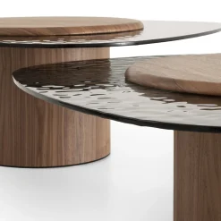 Morica Design Coffee Tables<Egg Basso Brown Oval Coffee Table with Glass Top