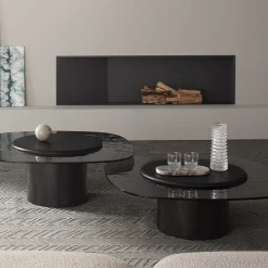 Morica Design Coffee Tables<Egg Basso Gray Oval Coffee Table with Glass Top