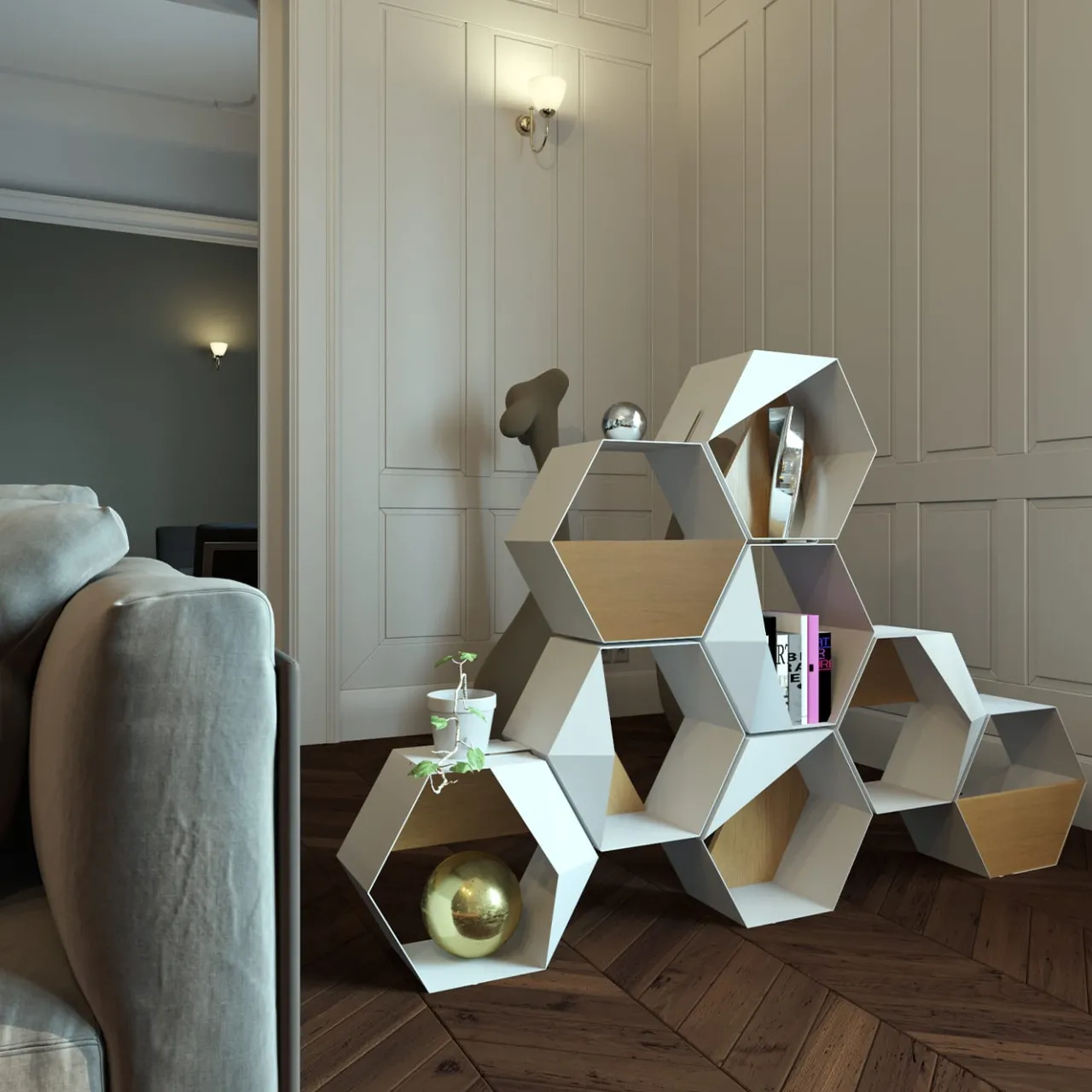 Chendù Shelves<EGO HEXAGONAL MODULAR SHELF