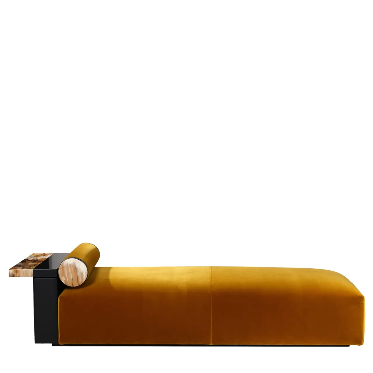 Arcahorn Chaises<Egon Yellow Velvet With Leather And Horn Details Chaise Lounge
