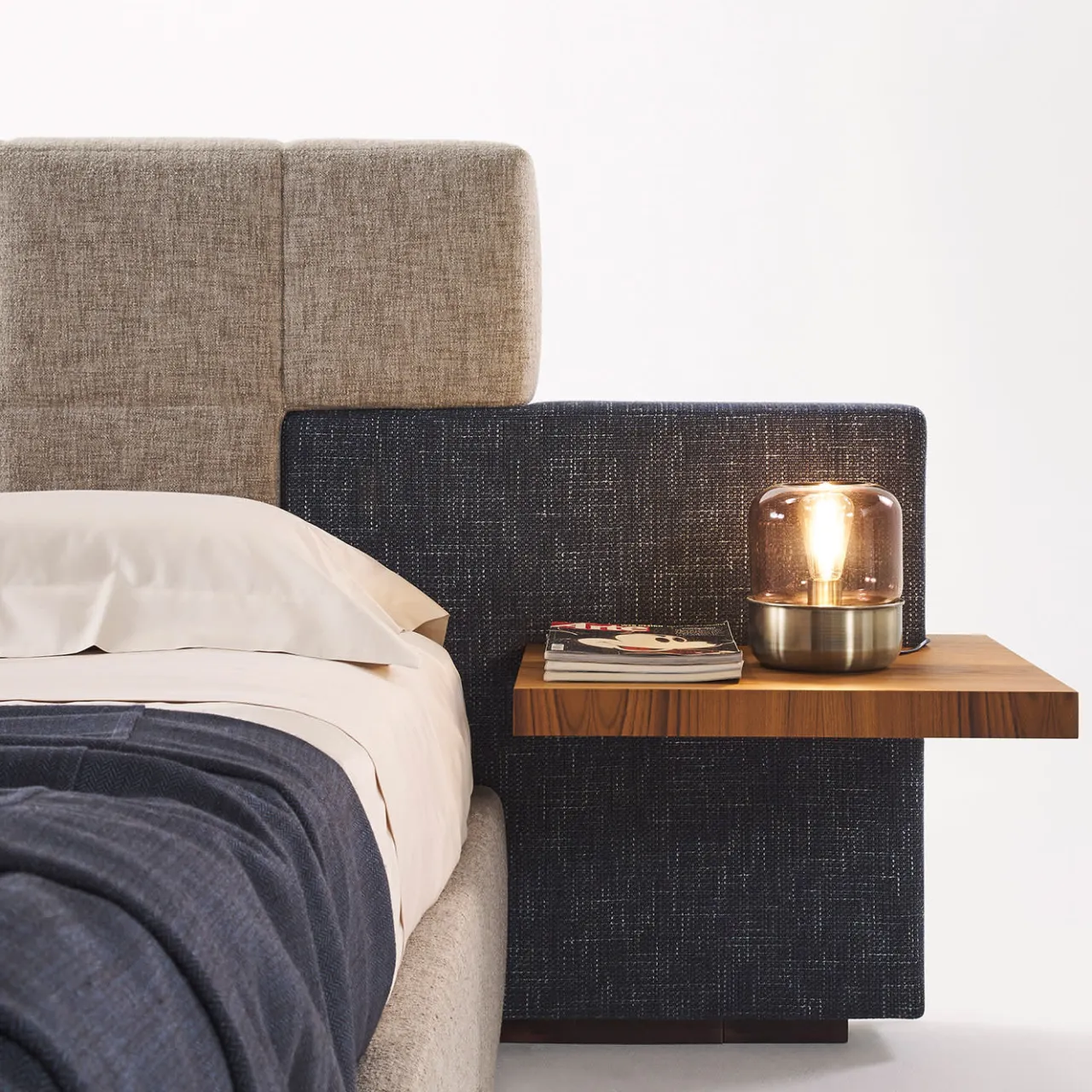 Casa Covre Beds<Elba Blue & Gray Double Bed with Nightstands
