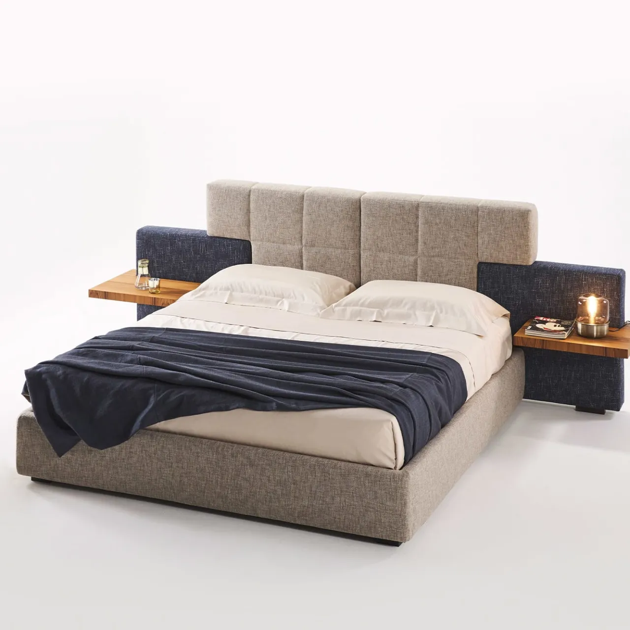Casa Covre Beds<Elba Blue & Gray Double Bed with Nightstands