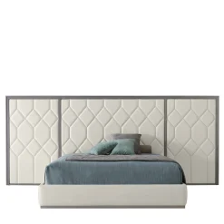 Franco Bianchini Beds<Elegance Boiserie White Leather & Sycamore Wood Bed