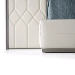 Franco Bianchini Beds<Elegance Boiserie White Leather & Sycamore Wood Bed