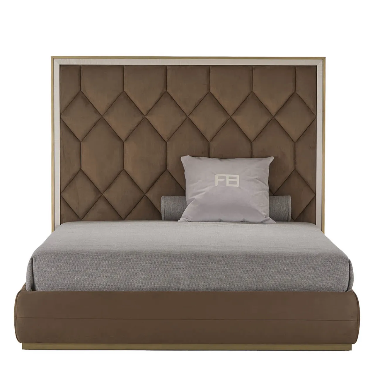 Franco Bianchini Beds<Elegance Brown Leather & Figured Sycamore Double Bed