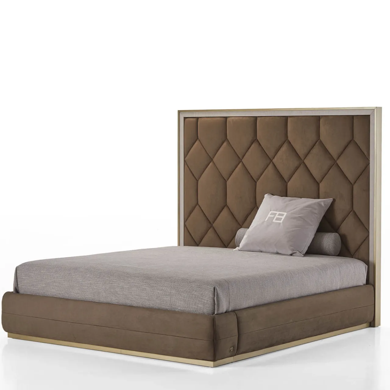 Franco Bianchini Beds<Elegance Brown Leather & Figured Sycamore Double Bed