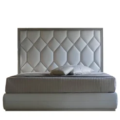 Franco Bianchini Beds<Elegance White Leather & Sycamore Double Bed