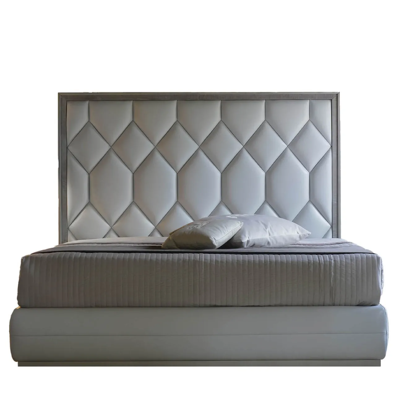 Franco Bianchini Beds<Elegance White Leather & Sycamore Double Bed