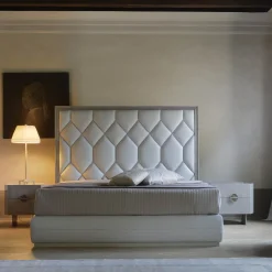 Franco Bianchini Beds<Elegance White Leather & Sycamore Double Bed
