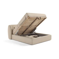 Franco Ferri Beds<Elisa 905 Beige Upholstered Bed with Storage