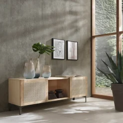Mila Maurizi Sideboards Buffets<Elisa 2-Door Ash & Wicker TV Stand