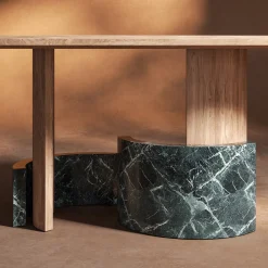dAM Atelier Dining Tables<Ellipse Oval Wood and Green Marble Dining Table