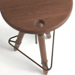 Riva 1920 Stools<Ello solid Walnut wood and iron Adjustable bar stool