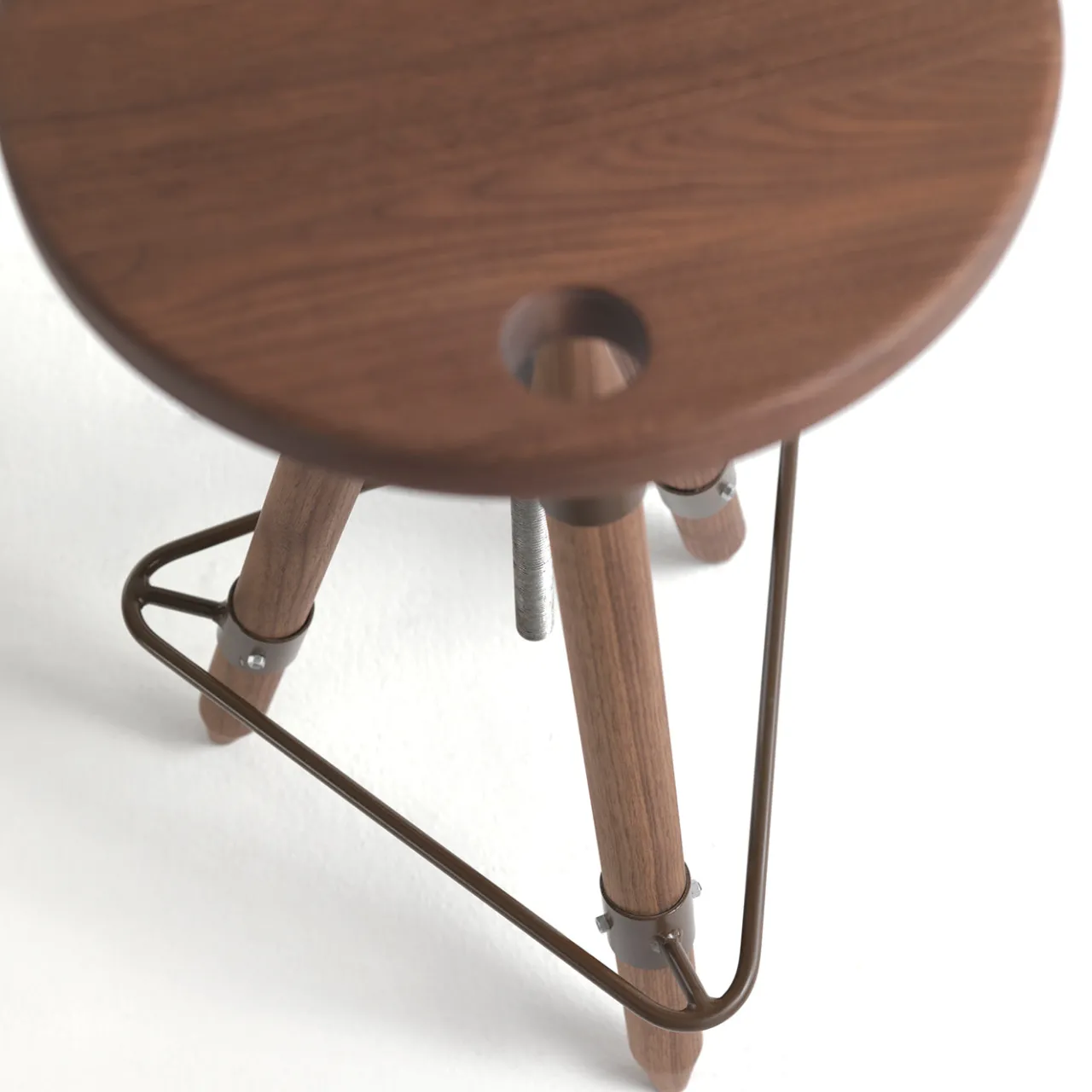 Riva 1920 Stools<Ello solid Walnut wood and iron Adjustable bar stool