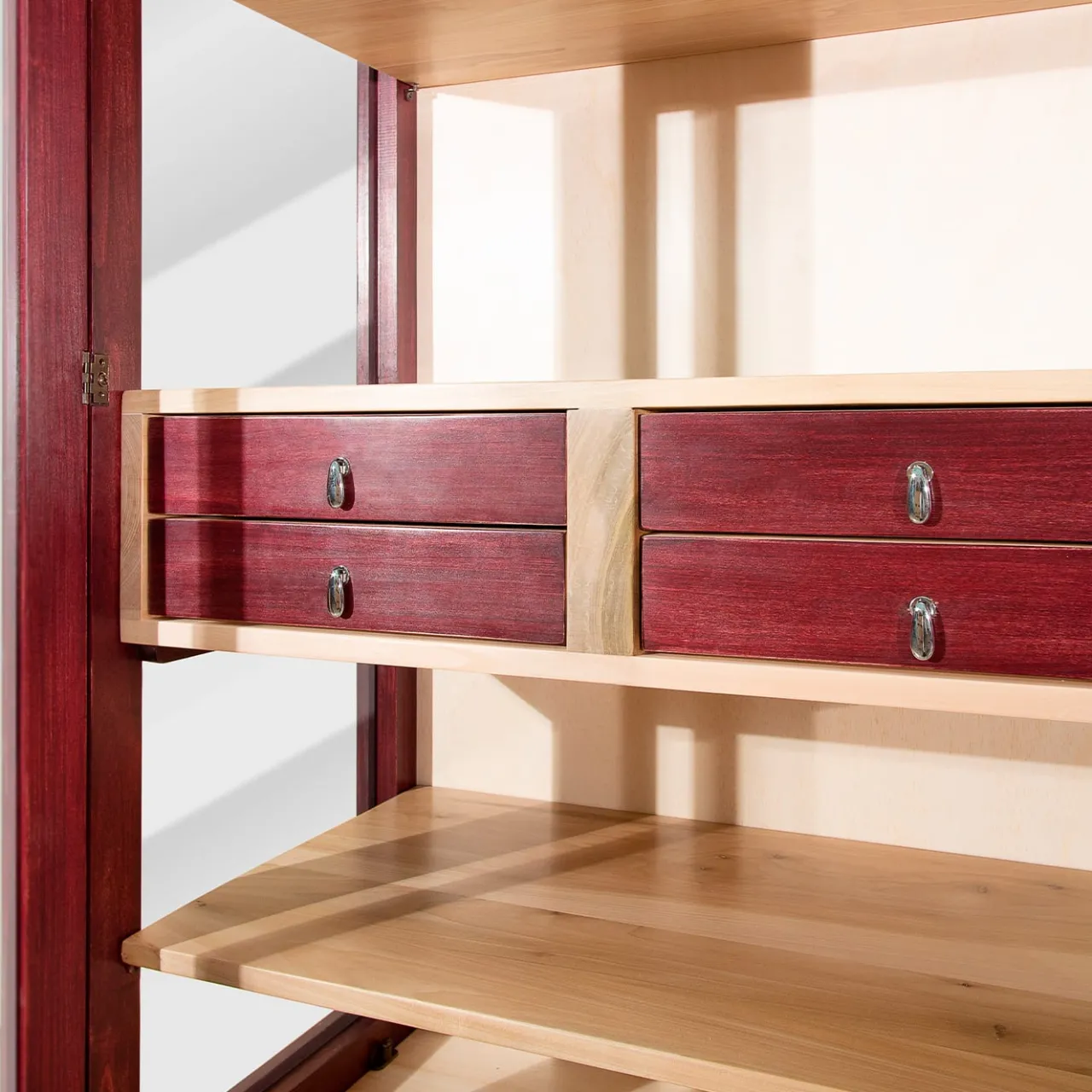 Ebanisteria Roberto Gambella Cabinets<Elsa 2-Door Red Display Cabinet by Eugenio Gambella