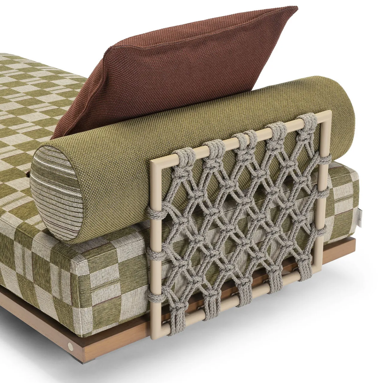 Jwana Hamdan Outdoor Chaises & Daybeds<Emir 189 Olive Check Outdoor Sunbed