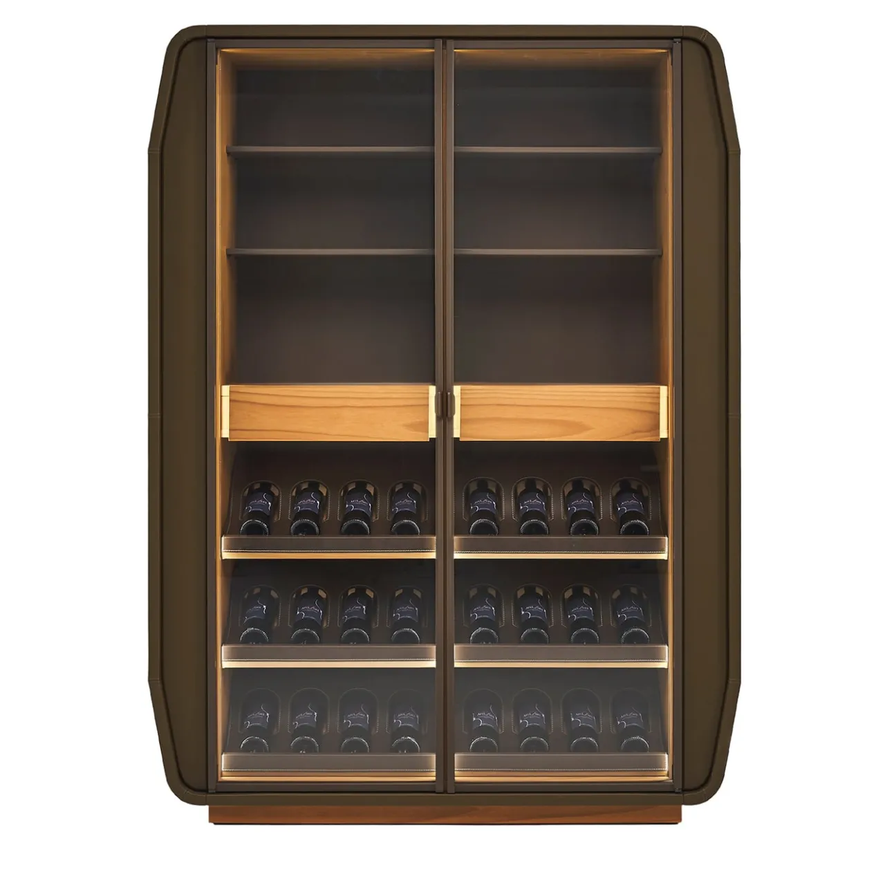 Casa Covre Bar Cabinets<Eno Brown Leather Wine Cabinet