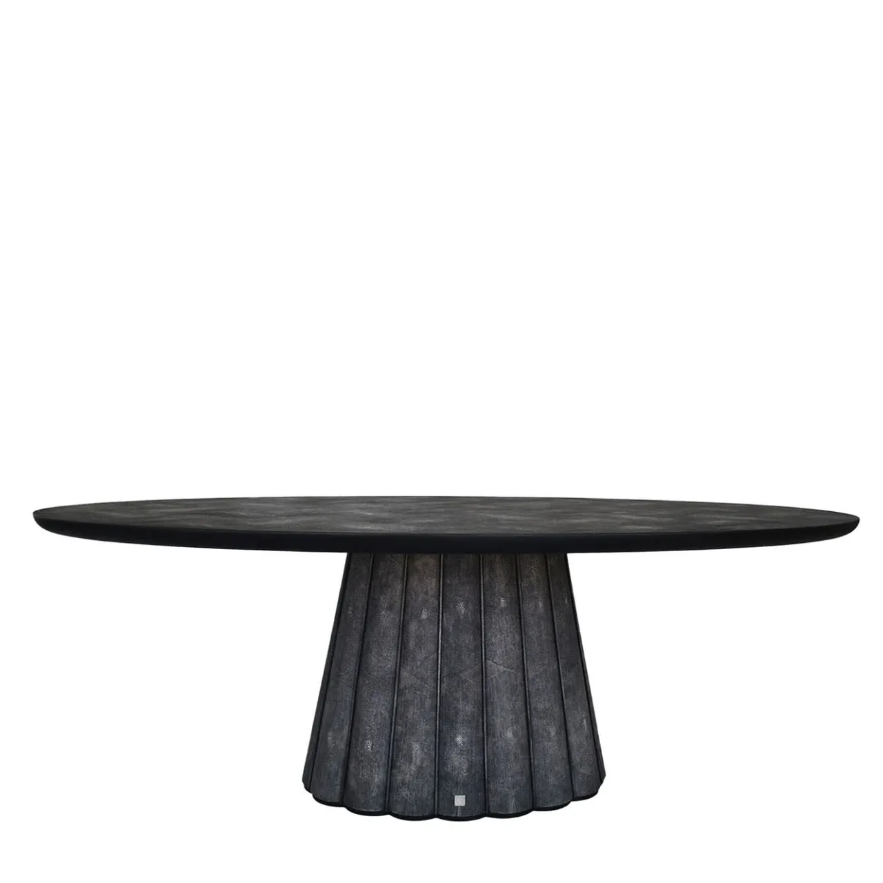Cupioli Dining Tables<Eos Oval Black Galuchat Leather Dining Table