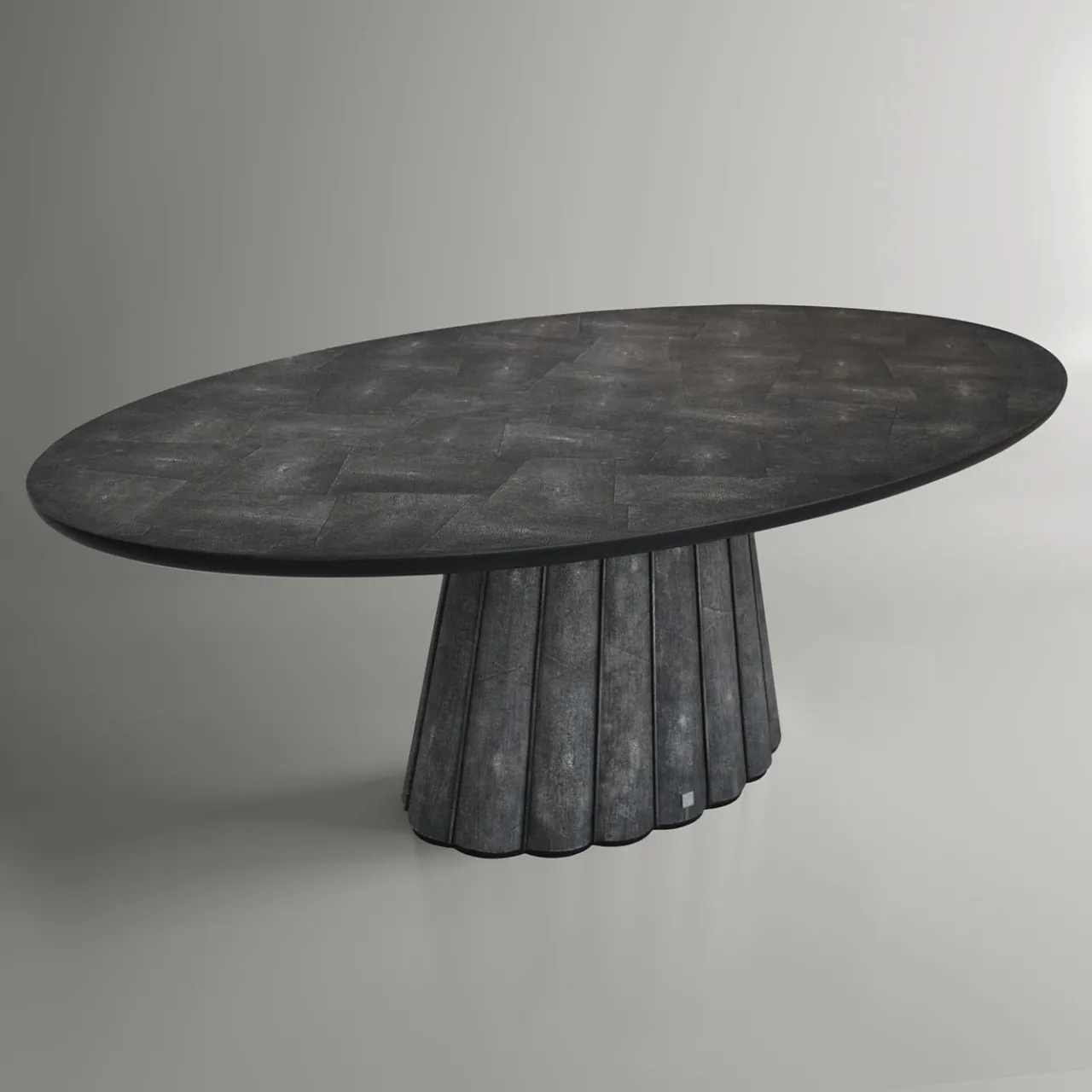 Cupioli Dining Tables<Eos Oval Black Galuchat Leather Dining Table