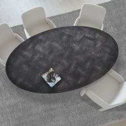 Cupioli Dining Tables<Eos Oval Black Galuchat Leather Dining Table
