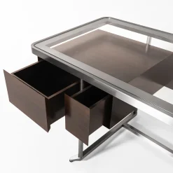 Fratelli Boffi Desk & Writing Tables<Equilibria Brown Wood with Glass Top Desk by Storagemilano