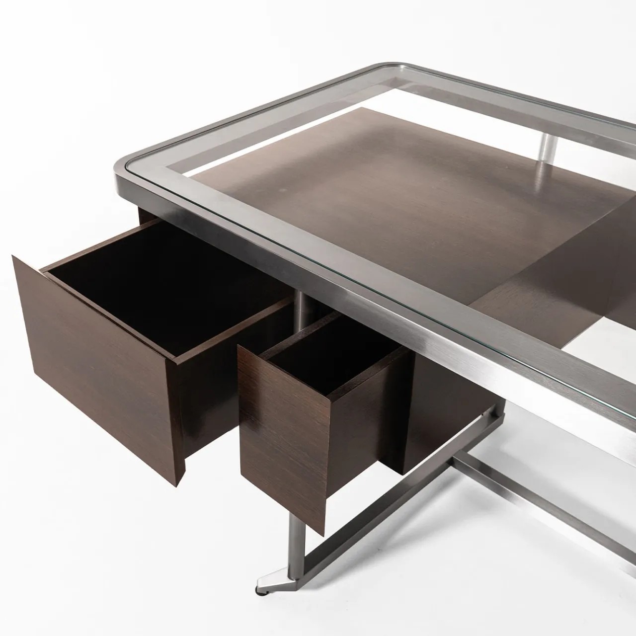 Fratelli Boffi Desk & Writing Tables<Equilibria Brown Wood with Glass Top Desk by Storagemilano