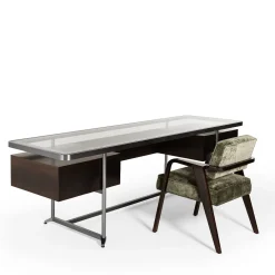 Fratelli Boffi Desk & Writing Tables<Equilibria Brown Wood with Glass Top Desk by Storagemilano