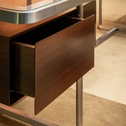 Fratelli Boffi Desk & Writing Tables<Equilibria Brown Wood with Glass Top Desk by Storagemilano