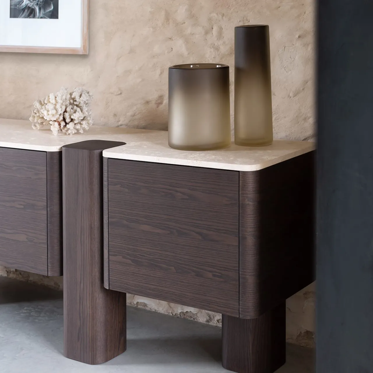 Carpanese Home Sideboards Buffets<Erice D Wood and Marble Sideboard
