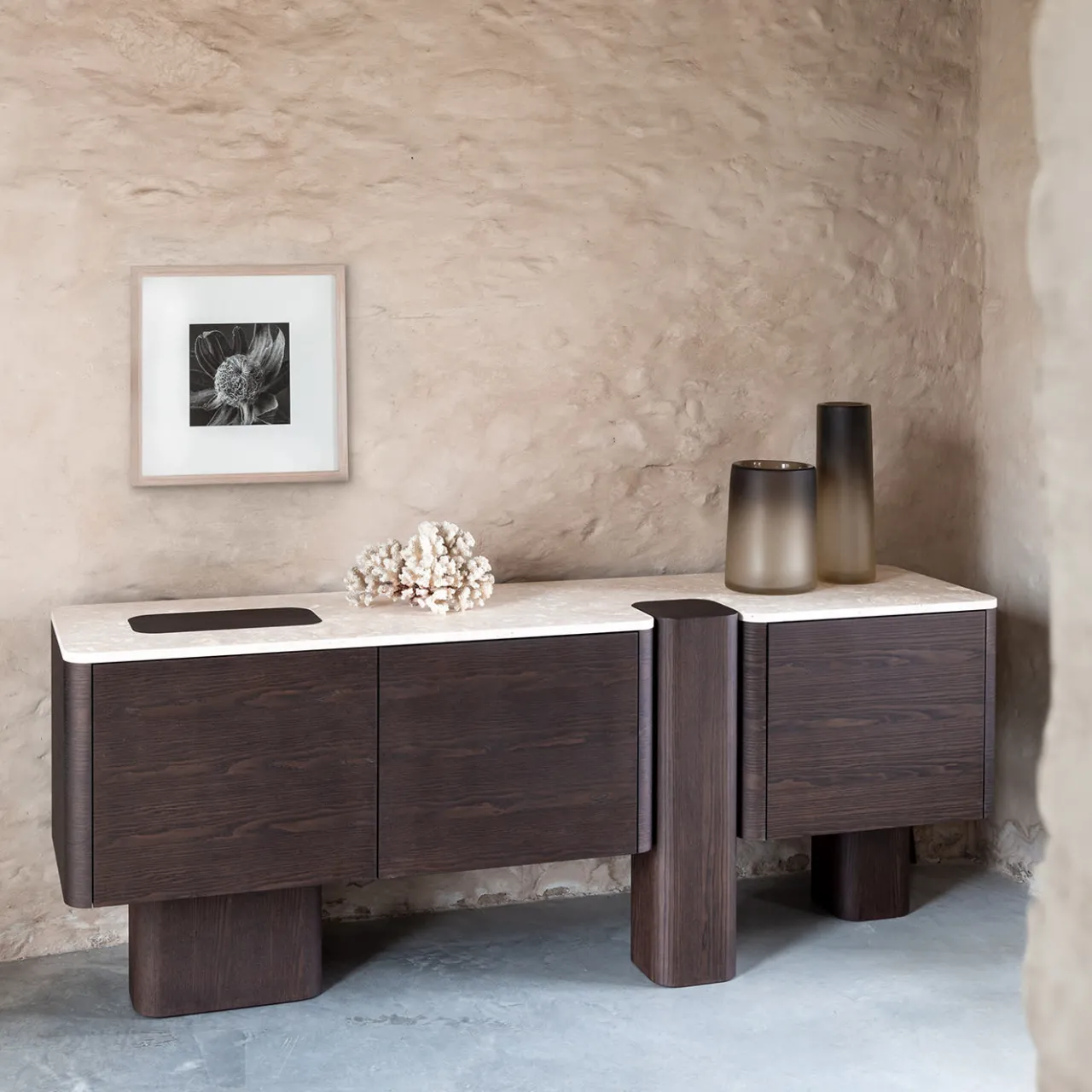 Carpanese Home Sideboards Buffets<Erice D Wood and Marble Sideboard