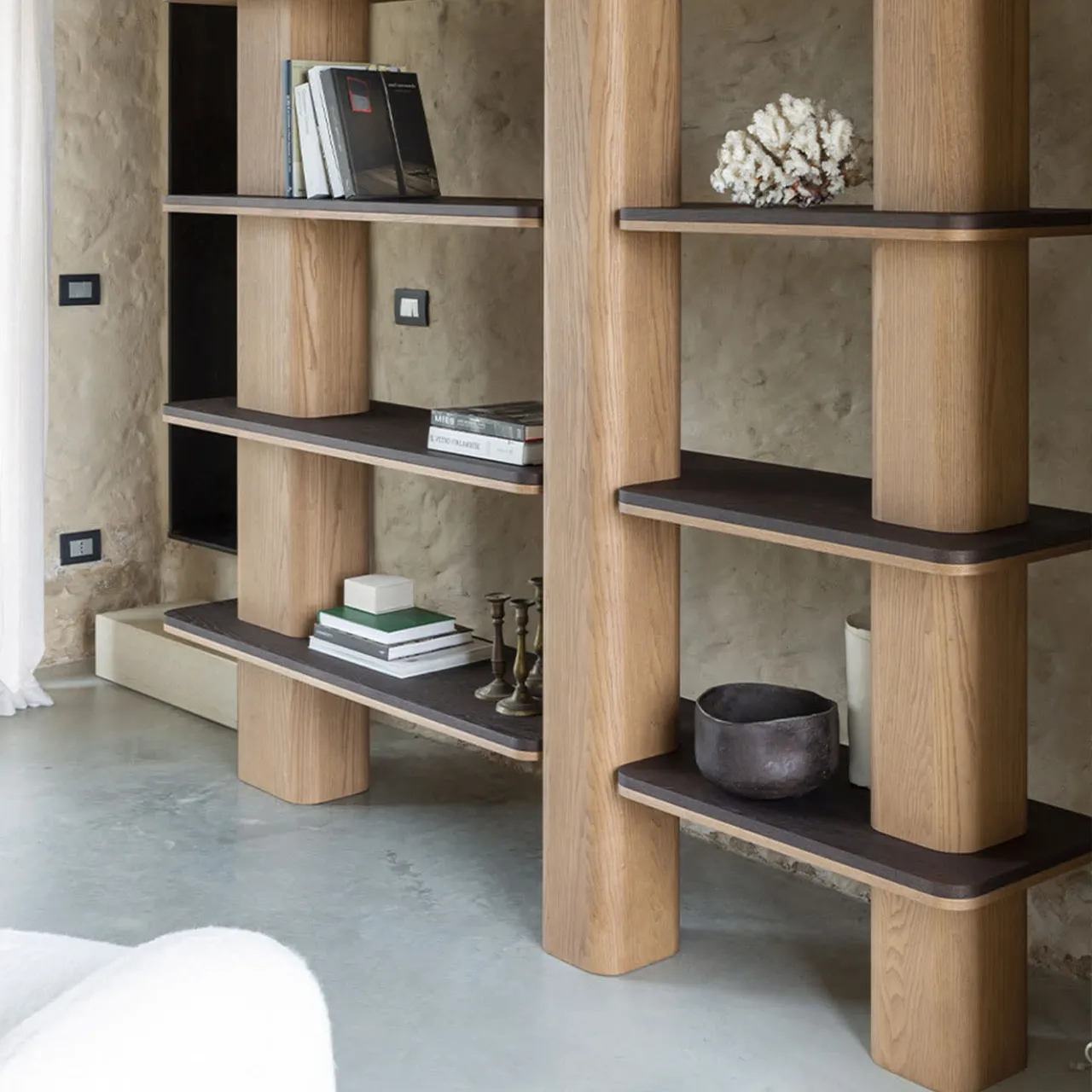 Carpanese Home Bookcases<Erice L Bookcase With Wooden Shelves