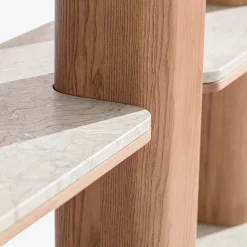 Carpanese Home Bookcases<Erice L Wood Bookcase with Marble Shelves