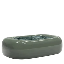 Secolo Coffee Tables<Erwin Large Oval Velvet green glossy wood & Verde alpi marble coffee Table by Artefatto Design Studio