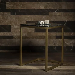 V.L. Lavorazioni In Ferro Side Tables<Esopo Brass and Black Marble Side Table by Antonio Saporito