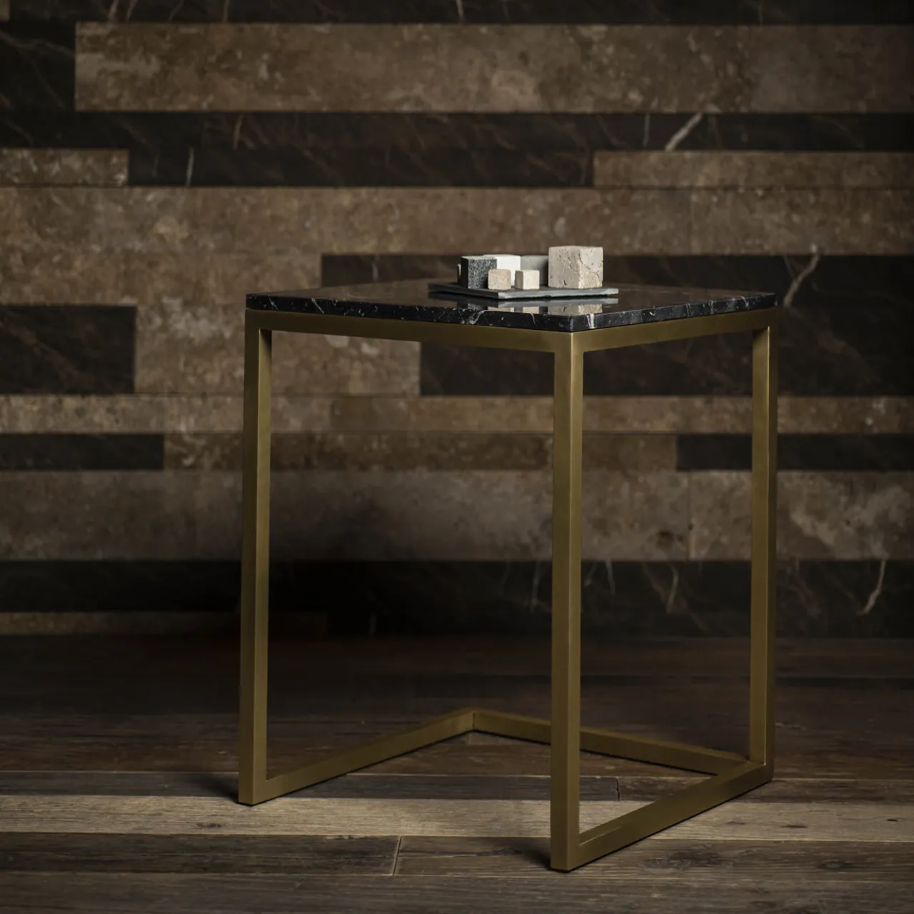 V.L. Lavorazioni In Ferro Side Tables<Esopo Brass and Black Marble Side Table by Antonio Saporito