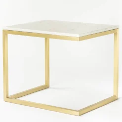 V.L. Lavorazioni In Ferro Side Tables<Esopo White and Brass Side Table by Antonio Saporito