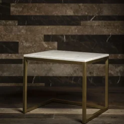 V.L. Lavorazioni In Ferro Side Tables<Esopo White and Brass Side Table by Antonio Saporito