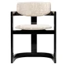 Arcahorn Chairs<Essa White Fabric And Glossy Black Wood With Horn Inlays Chair