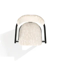 Arcahorn Chairs<Essa White Fabric And Glossy Black Wood With Horn Inlays Chair