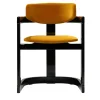 Arcahorn Chairs<Essa Yellow Velvet And Glossy Black Wood With Horn Inlays Chair