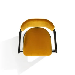 Arcahorn Chairs<Essa Yellow Velvet And Glossy Black Wood With Horn Inlays Chair