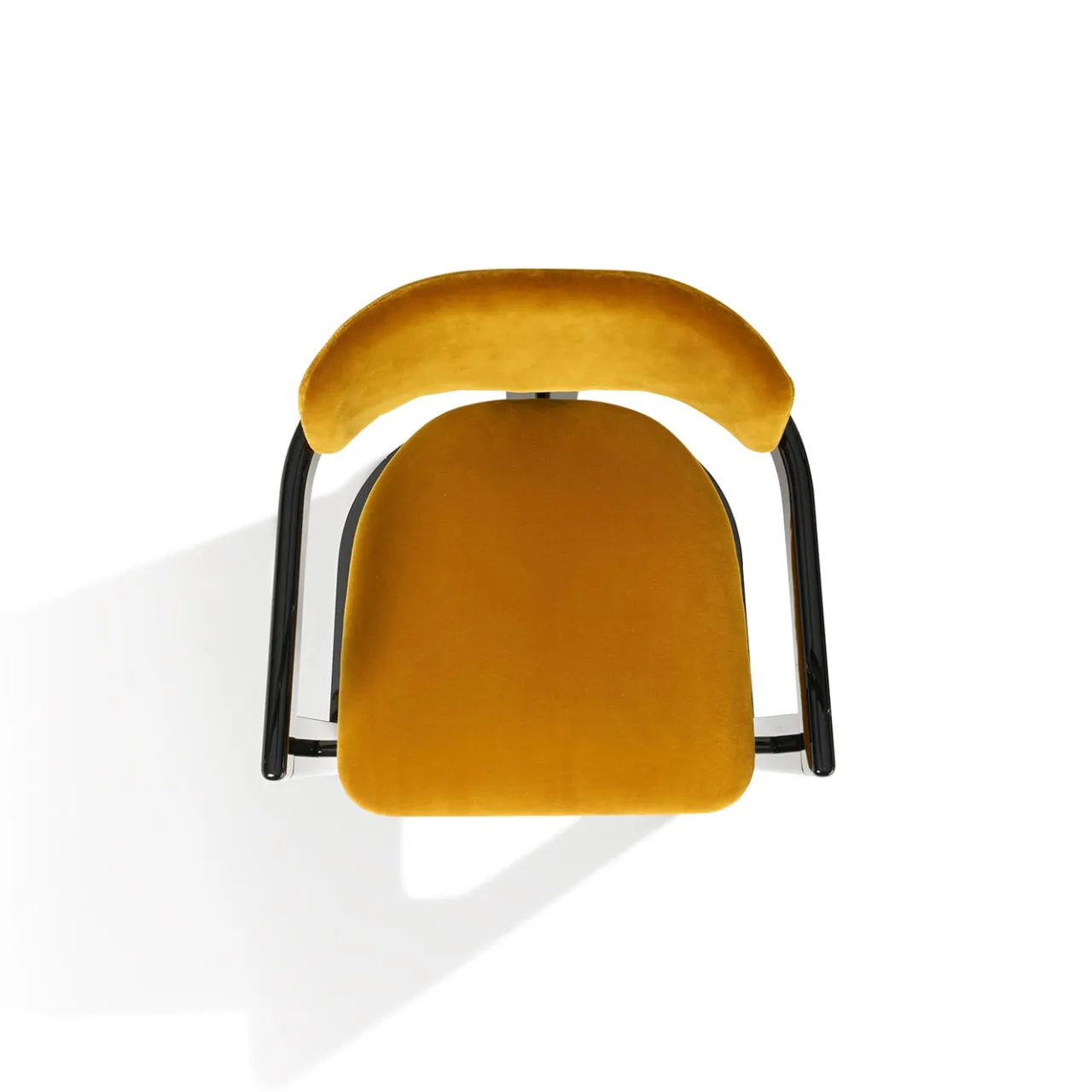 Arcahorn Chairs<Essa Yellow Velvet And Glossy Black Wood With Horn Inlays Chair