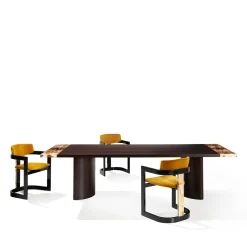 Arcahorn Chairs<Essa Yellow Velvet And Glossy Black Wood With Horn Inlays Chair