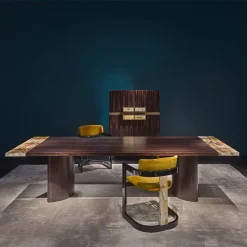 Arcahorn Chairs<Essa Yellow Velvet And Glossy Black Wood With Horn Inlays Chair
