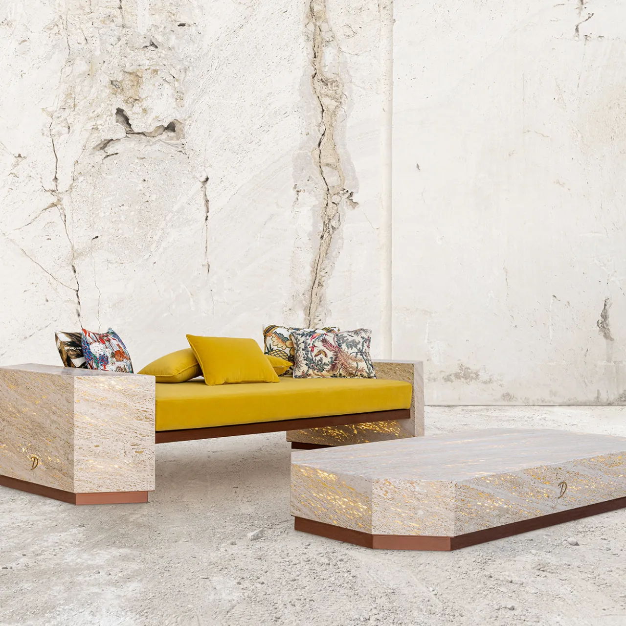 Dolcefarniente Outdoor by DFN Outdoor Coffee Tables<Eternal Hexagon Backlit Travertine Marble Low Table by Bebo & Angel
