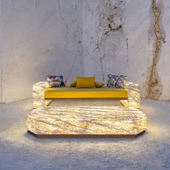 Dolcefarniente Outdoor by DFN Outdoor Coffee Tables<Eternal Hexagon Backlit Travertine Marble Low Table by Bebo & Angel