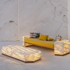 Dolcefarniente Outdoor by DFN Outdoor Coffee Tables<Eternal Hexagon Backlit Travertine Marble Low Table by Bebo & Angel