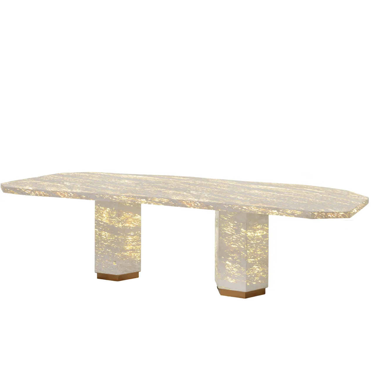 Dolcefarniente Outdoor by DFN Outdoor Dining Tables<Eternal Hexagon Backlit Travertine Marble Dining Table by Bebo & Angel